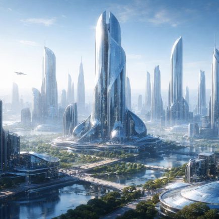 paysage-urbain-futuriste-gratte-ciels-bleutes