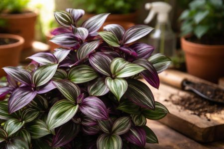 plante-misere-feuilles-vertes-pourpres