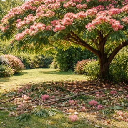 albizia-fleurs-roses-jardin-ensoleille
