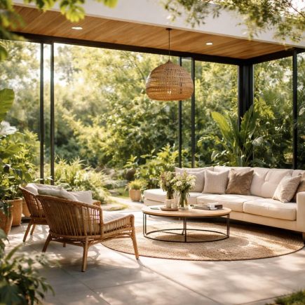 veranda-moderne-verre-plantes-meubles