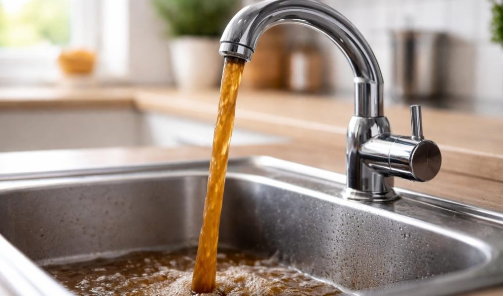 robinet-eau-marron-evier-inox