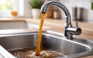 robinet-eau-marron-evier-inox