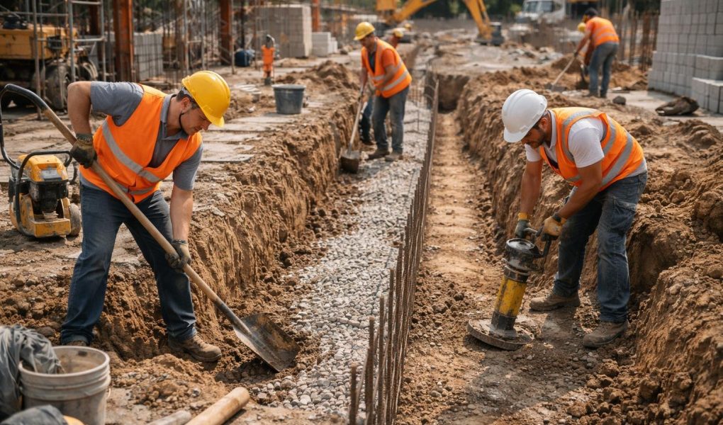 ouvriers-chantier-mur-soutenement-echafaudages