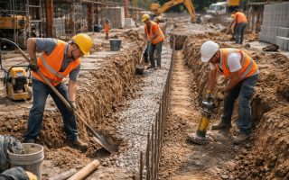 ouvriers-chantier-mur-soutenement-echafaudages