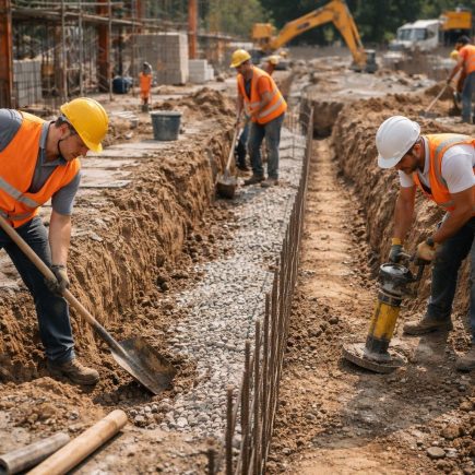 ouvriers-chantier-mur-soutenement-echafaudages