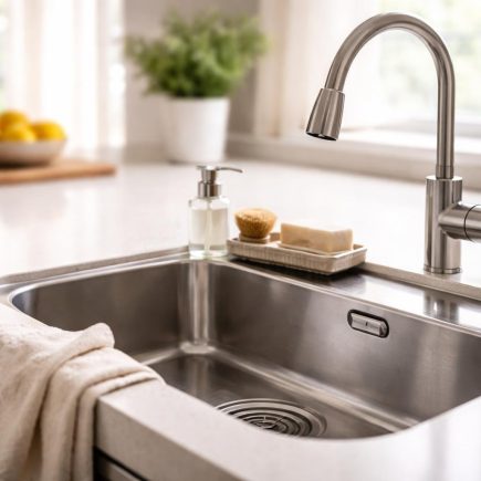 cuisine-moderne-evier-robinet-flou