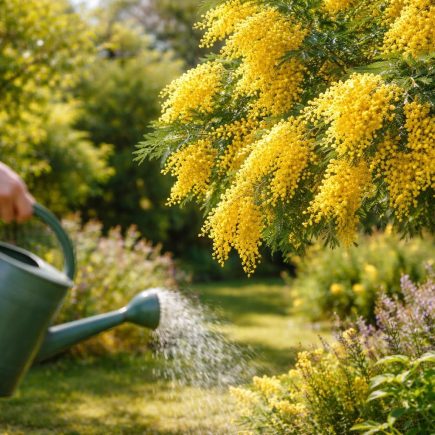 jardin-ensoleille-mimosa-fleurs-arrosoir