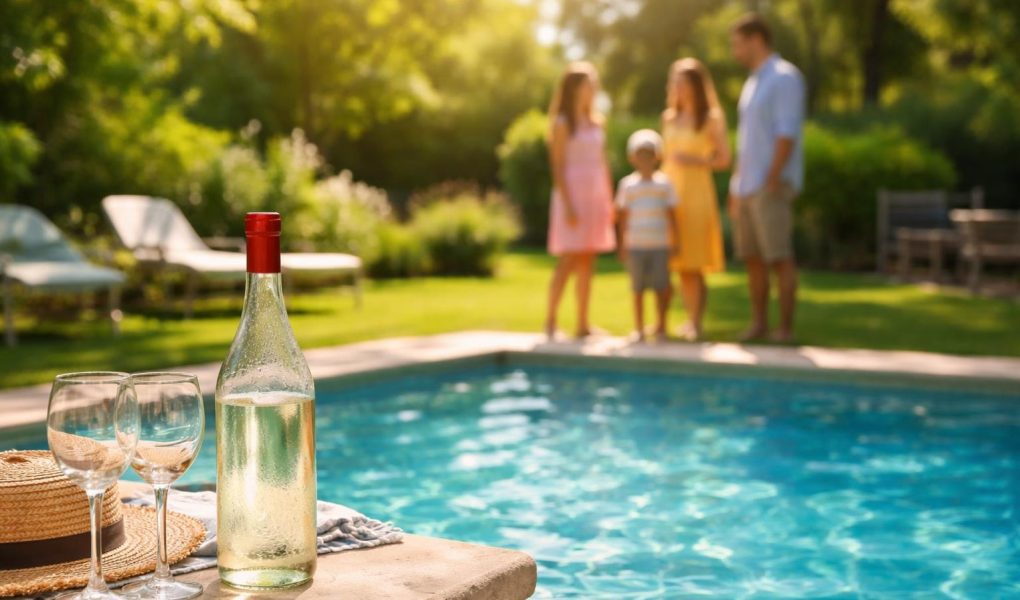 jardin-piscine-bouteille-bouchon-rouge
